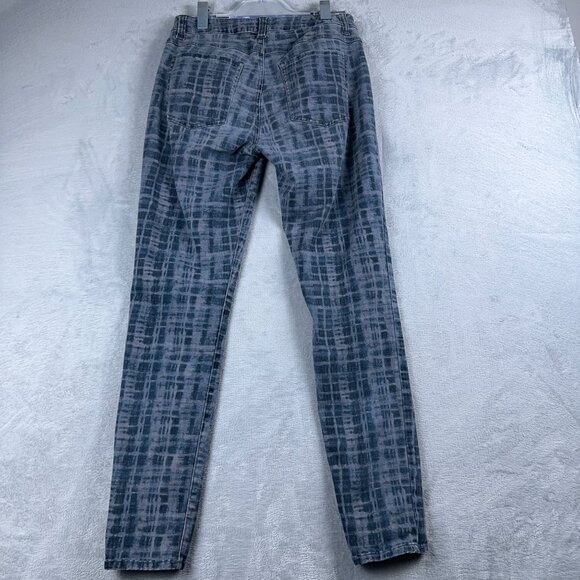 Cabi Jeans Skinny Denim Stretch Grid Print Low Rise Womens Navy Gray Size 8 - Picture 2 of 12